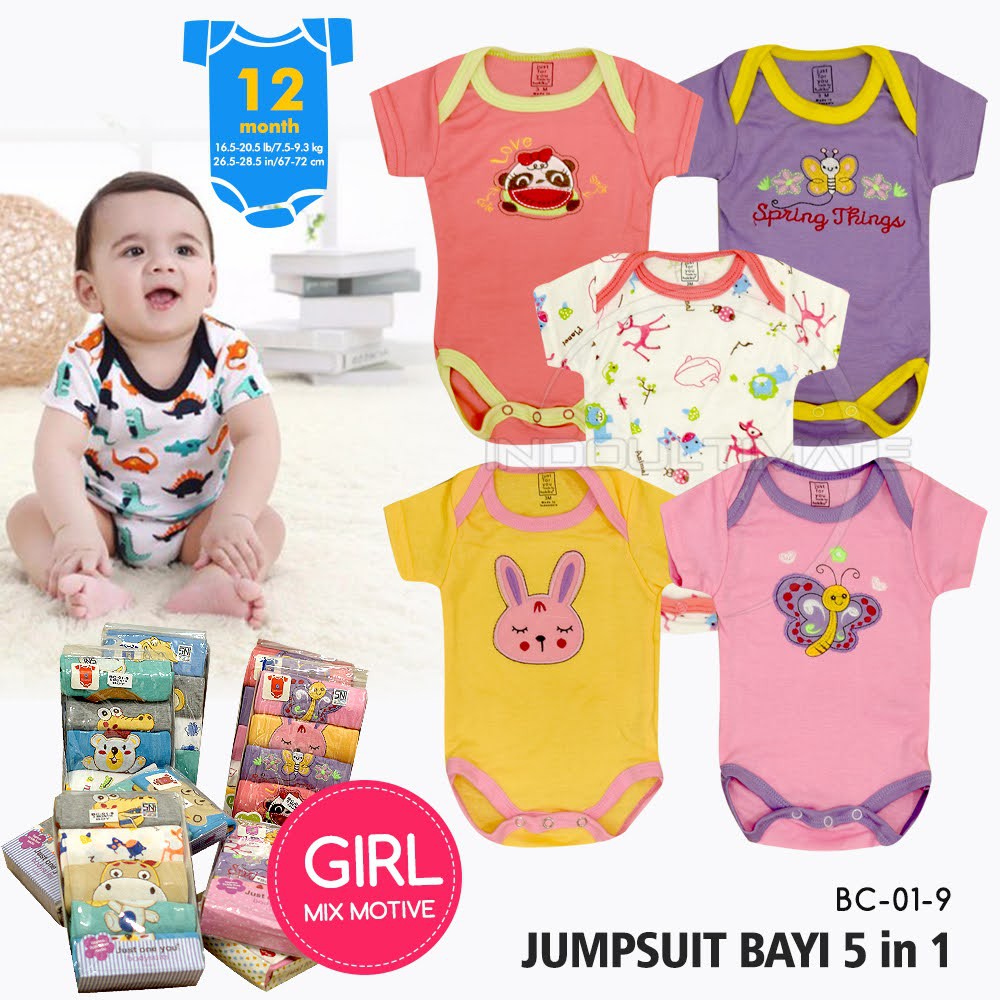 Jumsuit Bayi 100% COTTON BC-01-9 (Label SNI) Jumper Bayi Bodysuit Bayi Jumpsuit Anak Bayi Baju Tidur