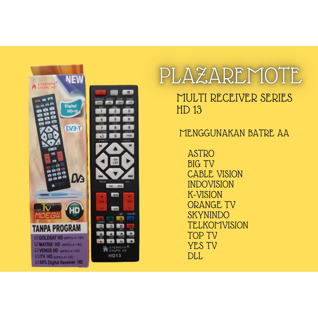 Remote RECEIVER PARABOLA MULTI HD12 HD13 HD 15 ASTRO BIGTV CABLEVISION INDOVISION KVISION ORANGE TOP