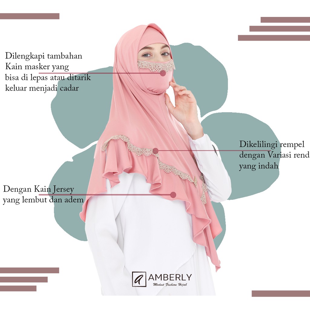 Amberly Yunita Jilbab instan masker bahan Jersey Super