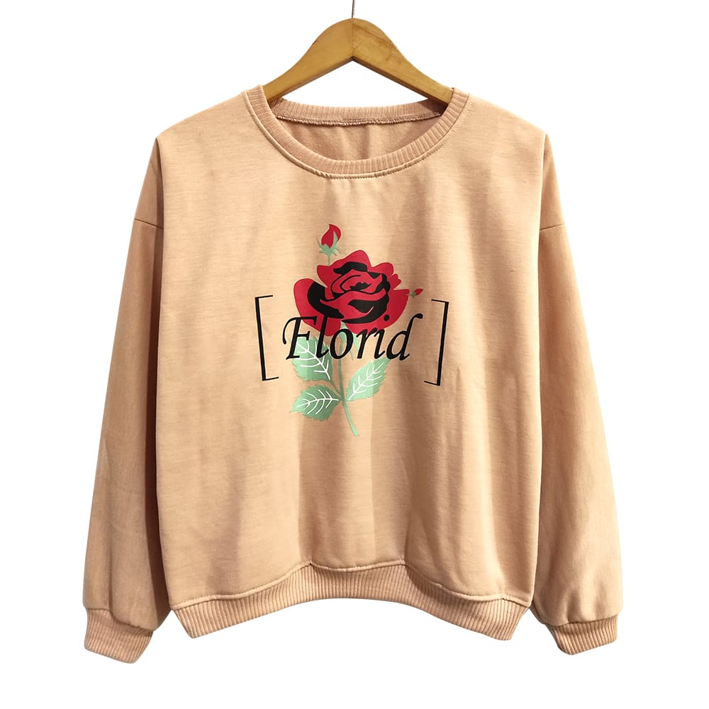 Florid Sweater Crewneck - Outfit Wanita - Allsize - Bahan Fleece tebal dan lembut