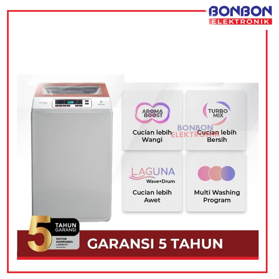 Polytron Mesin Cuci 1 Tabung 9KG PAW 9028W / ZEROMATIC PAW 9028 W