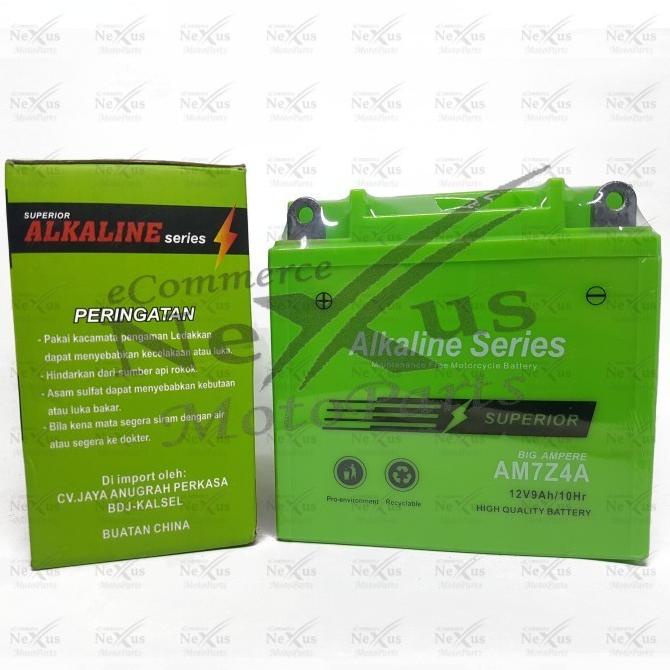 ORIGINAL - Aki Motor ALKALINE AM7Z4A 12N10 12N9 / 12V 9A Thunder Binter Vespa