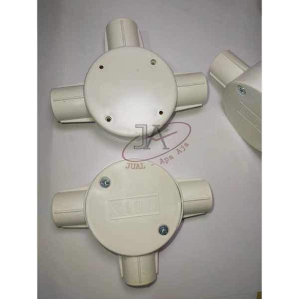 Tee Dus 20mm Putih, Cross Dus Tee 3 way T dus conduit 20mm, Tdos Tempat Terminal kabel cabang 3 merk