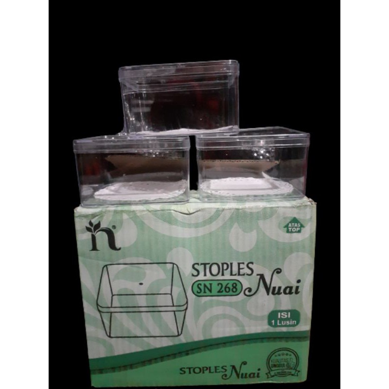 Toples Nuai SN 268 Toples Persegi Kotak Toples Kue Nastar Kue Lebaran 250 gram (1 lusin)