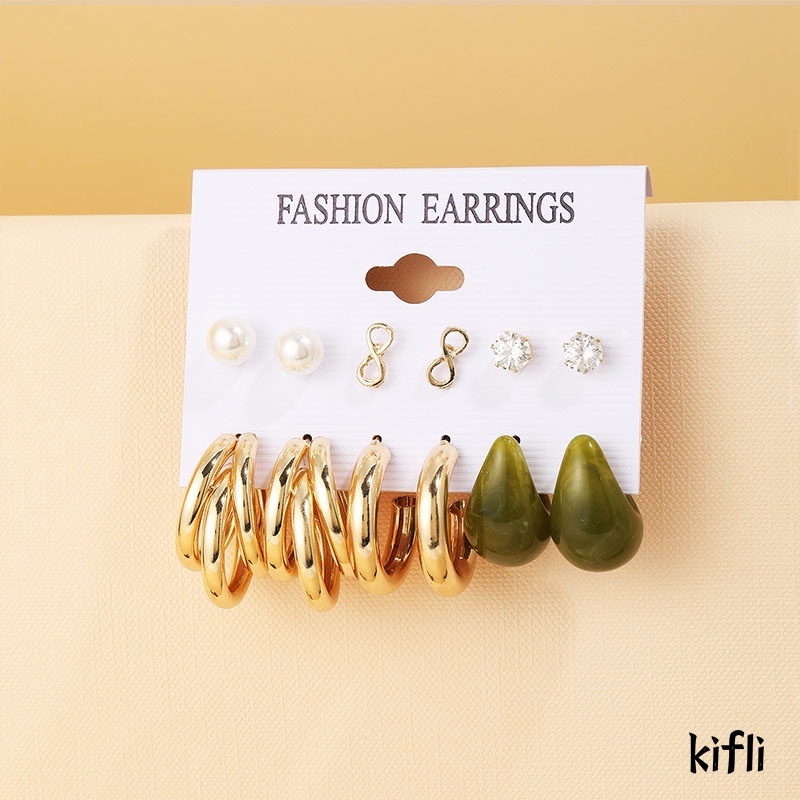 6 Pair/set Fashion Pearl Anting,Leopard Print Bentuk Bulat Anting-Anting,Pantai Perhiasan,Aksesoris Wanita