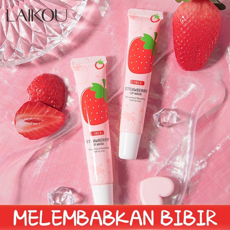 LAIKOU Strawberry Lip Mask Memperbaiki Garis Bibir Pelembab Bibir 18g