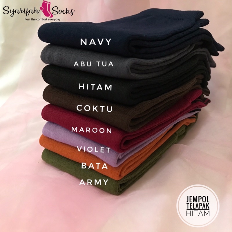 Kaos kaki jempol polos telapak hitam bahan nylon komputer / nilon computer / kaoskaki muslimah / muslim / panjang / premium / warna-7