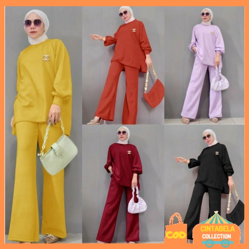 SETELAN ONE SET WANITA ONE SET RAJUT KNIT TERLARIS BAJU + CELANA SETELAN CELANA RONA SET RAJUT CANTI