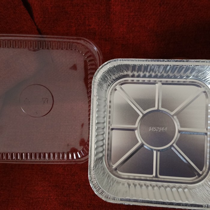 ALUMINIUM-FOIL- TRAY/LOYANG/CUP ALUMUNIUM FOIL TIPE 1452/44 UK 20X20 CM+TUTUP(TEBAL) -FOIL-ALUMINIUM