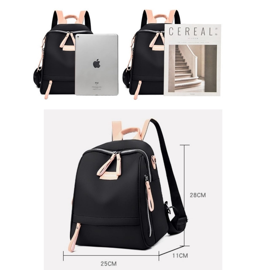 TAS RANSEL WANITA ANTI AIR HITAM BENITA TA455B5 BACKPACK IMPORT BESAR GENDONG PUNGGUNG SEKOLAH KERJA KULIAH CEWEK KOREA BATAM BRANDED PREMIUM MURAH