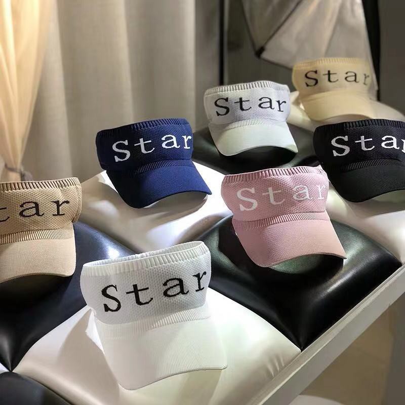 Topi Golf Tennis Rajut Katun Elastis Import Letter STAR Sun Visor Hat/Topi Olahraga Rajut Katun