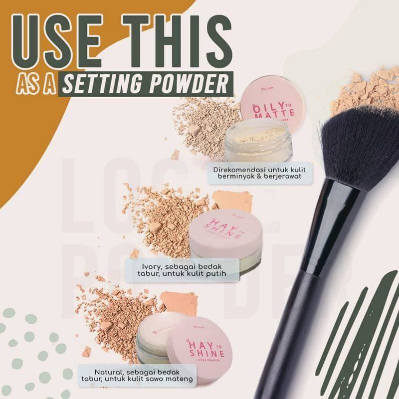 Loose powder MSglow bedak tabur MSglow Hay to shine natural ivory oilymatte