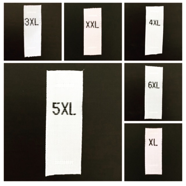 

Size Label Baju/Label Pakaian/Label Rajut/Woven Label Polyester "XL-7XL