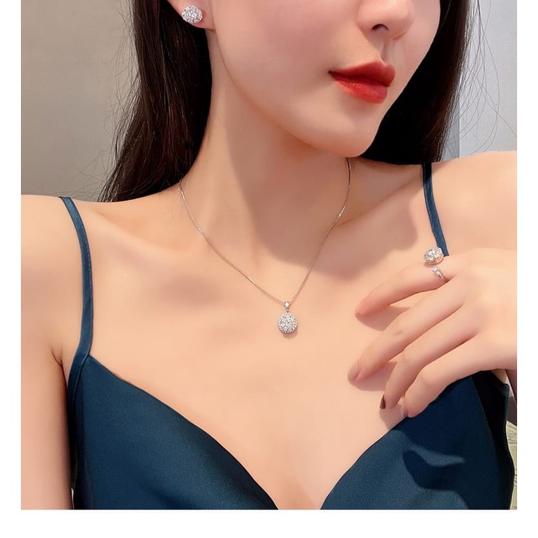 Kalung KL99 + Cincin 28 + Anting 184  Stainless Steel / Titanium Made in Korea Premium Fashion Wanita Unik Lucu Keren /Deluna/BS