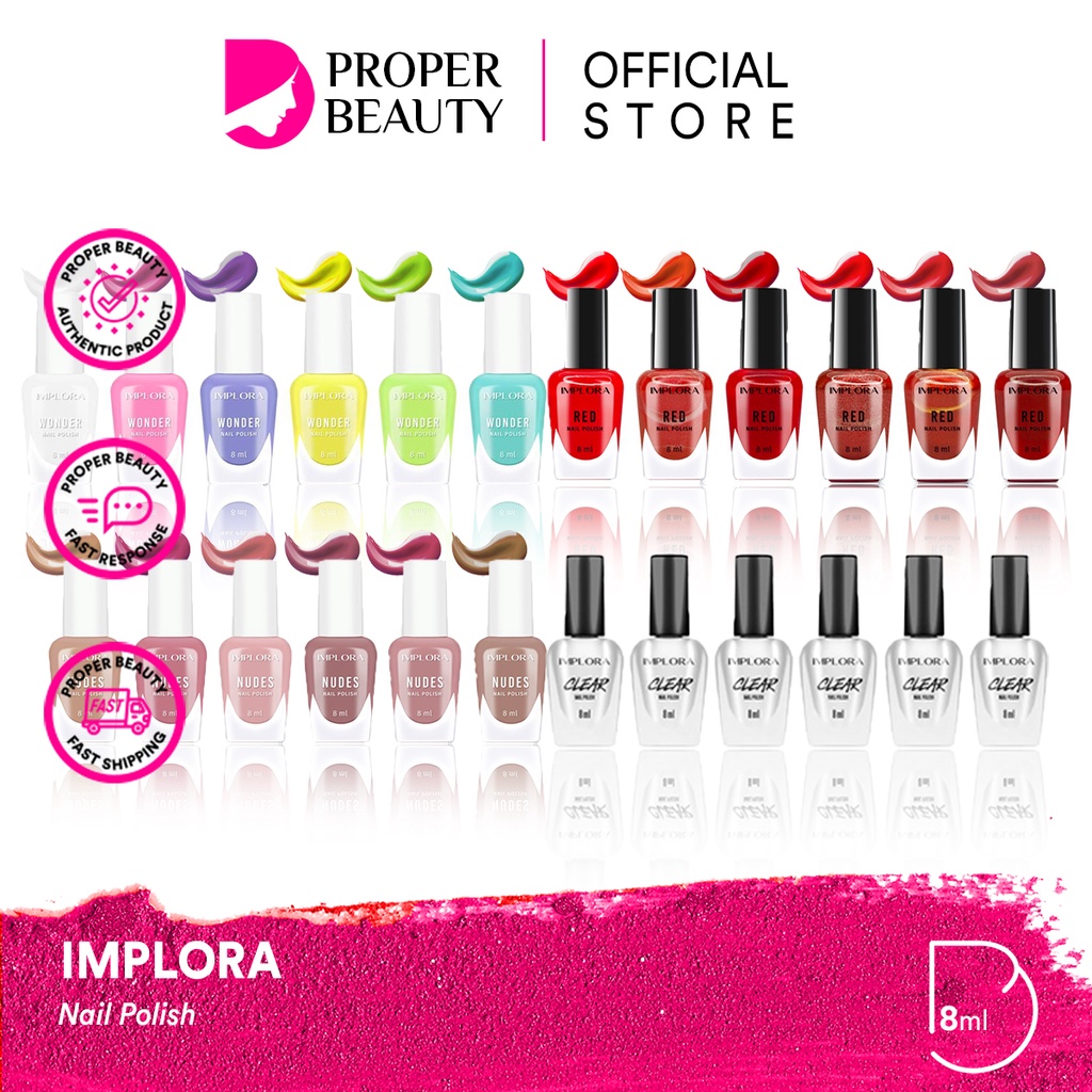 IMPLORA Nail Polish Indonesia / Facial Wash Essence Toner Serum Day Night Eye Cream Sunscreen Mask Masker / Lipstick Cheek Lip Tint Cream Matte Crayon Kutek Eyeliner Eyebrow Pensil Alis Hair Color Powder TWC Blush On Eyeshadow / Urban Paket Face Wajah Set