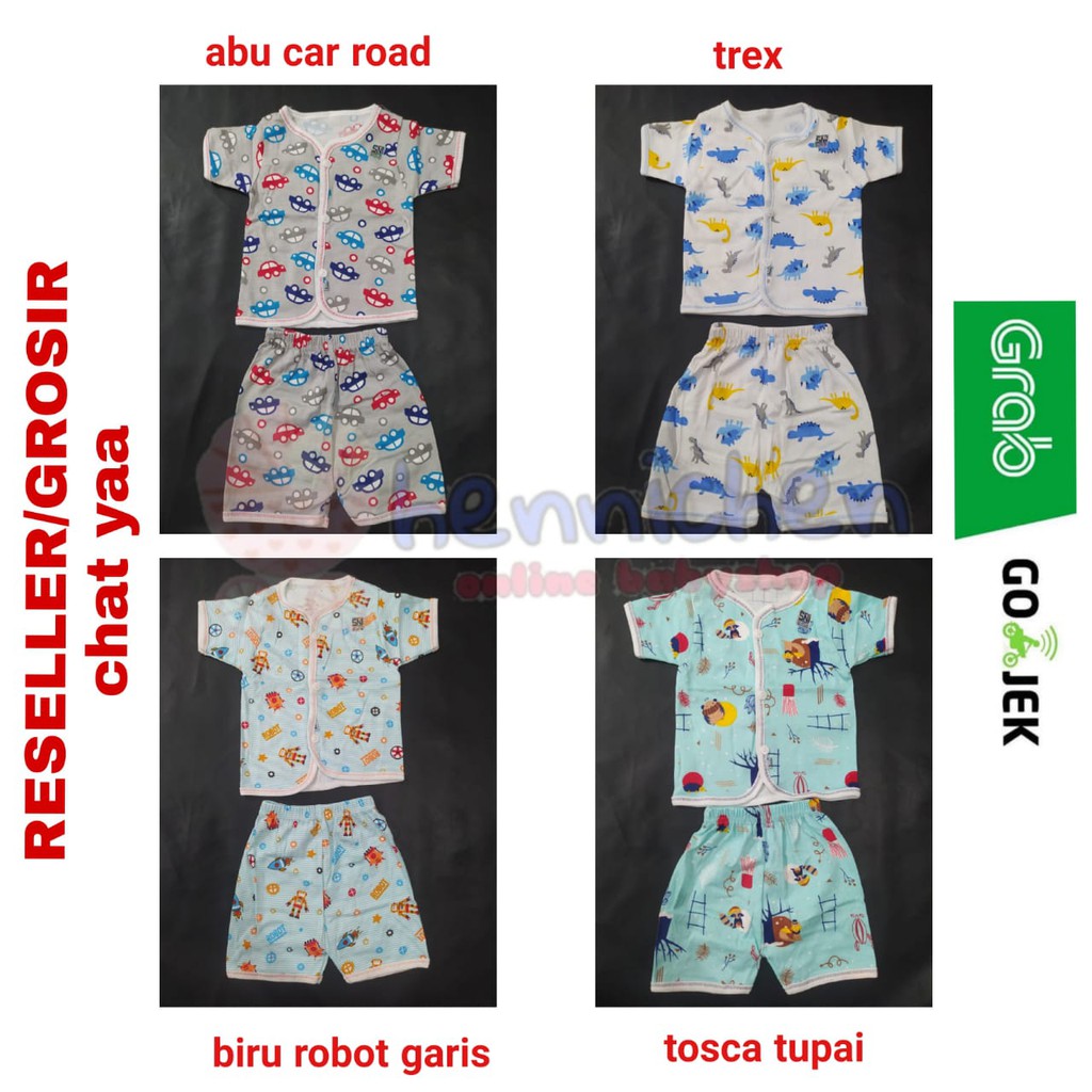 HOKIKU Setelan baju tidur bayi Piyama Bayi Lengan Panjang Pendek Motif Newborn