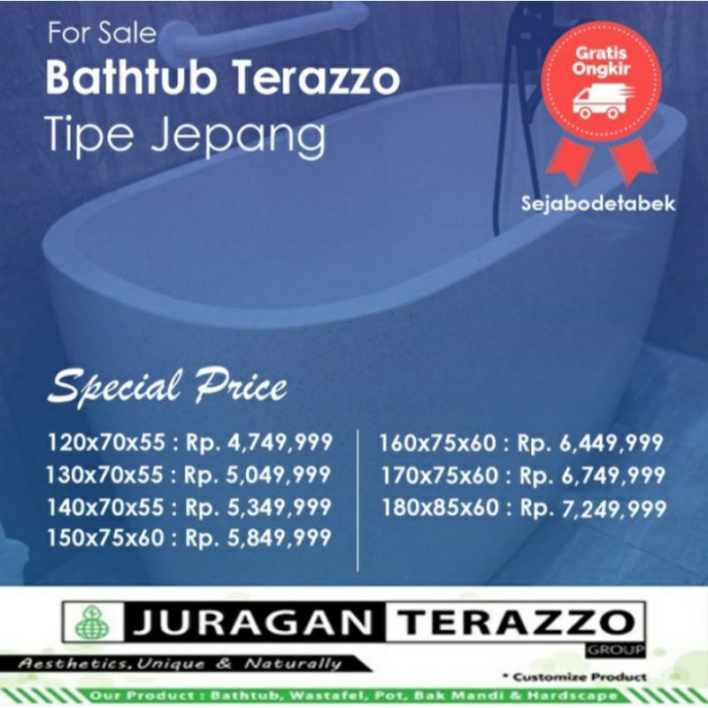 Bathtub Terazzo TERLARIS & TERMURAH dengan Kualitas High Premium P150cm