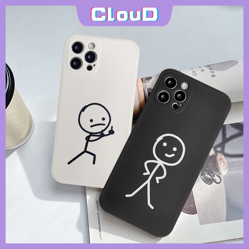 Soft Case TPU Matte Motif Stickman Untuk iPhone X XR XS Max 11 13 12 Pro Max 7 8 plus SE 2020 6 6s plus