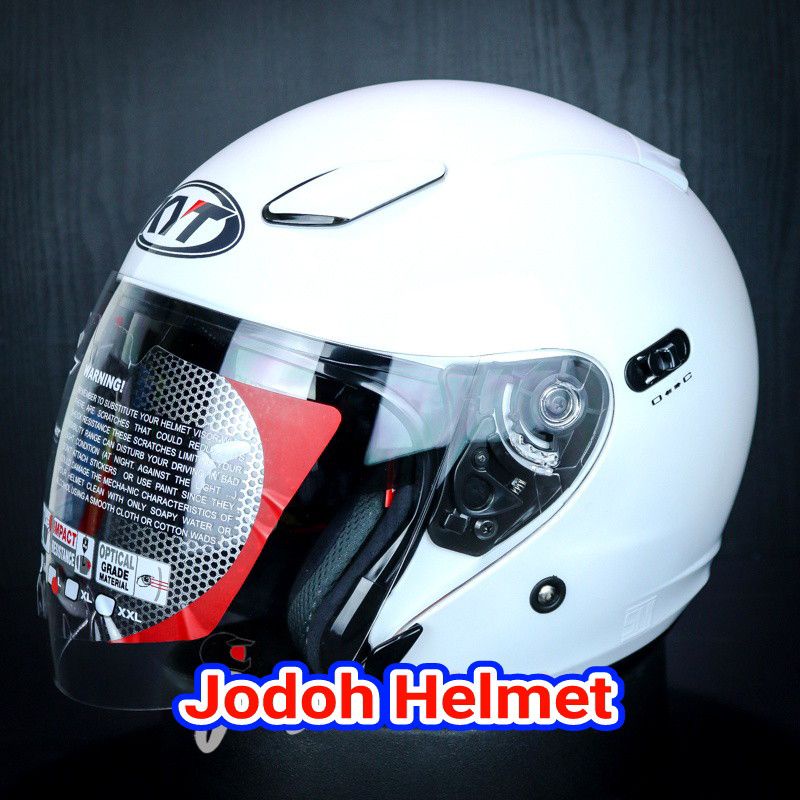 KYT HELM DJ MAXI SOLID WHITE DOUBLE VISOR