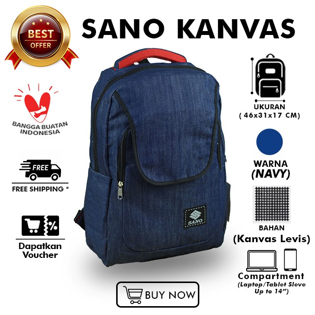 Tas Gendong Pria SMP SMA Ransel Punggung Laptop Backpack Distro Kanvas Keren Bagus Berkualitas Awet