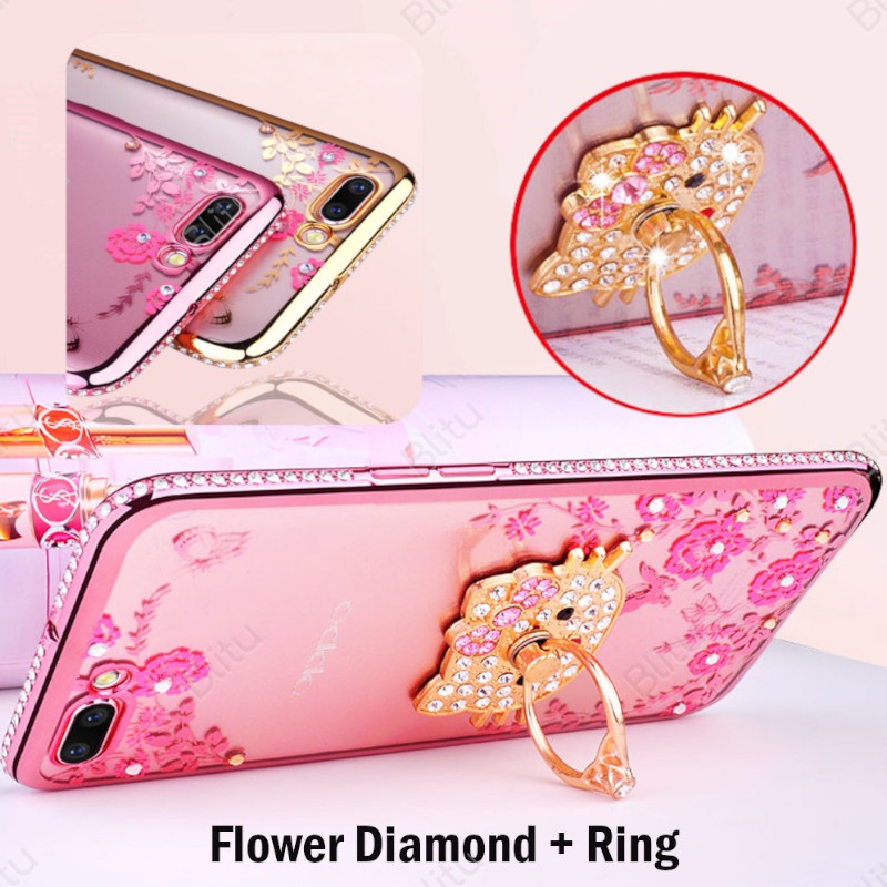 Flower Diamond Ring Soft Case SAMSUNG J1 J2 J3 J4 J5 J6 J7 J8 Mini Grand Prime Pro Plus Core Duo Ace