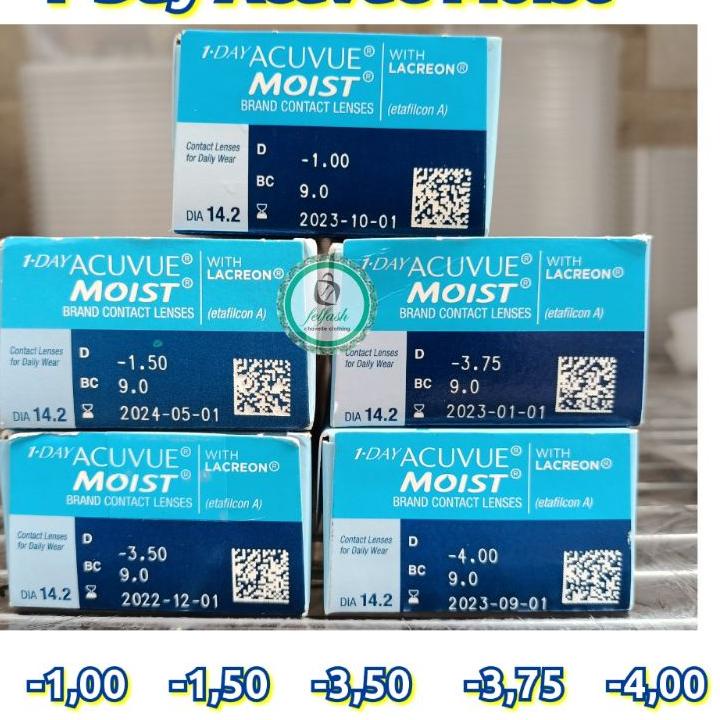 Softlens Acuvue Moist 1 pasang Min 1,00 -1,50 -3,50 -3,75 dan -4,00 only Softlens harian One day dai