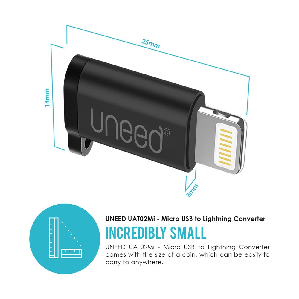 UNEED Zinc Alloy Converter Micro USB to Lightning - UAT02Mi