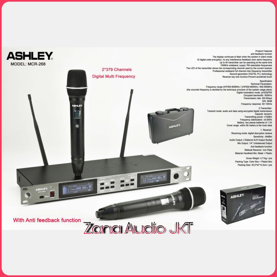 Microphone Mic Wireless ASHLEY MCR 268 ( Handled ) Original