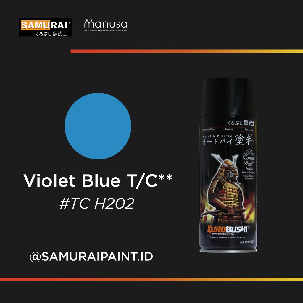 Cat SamuraiPaint Violet Blue UC + TC H202 Cat Aerosol Kualitas Kompresor