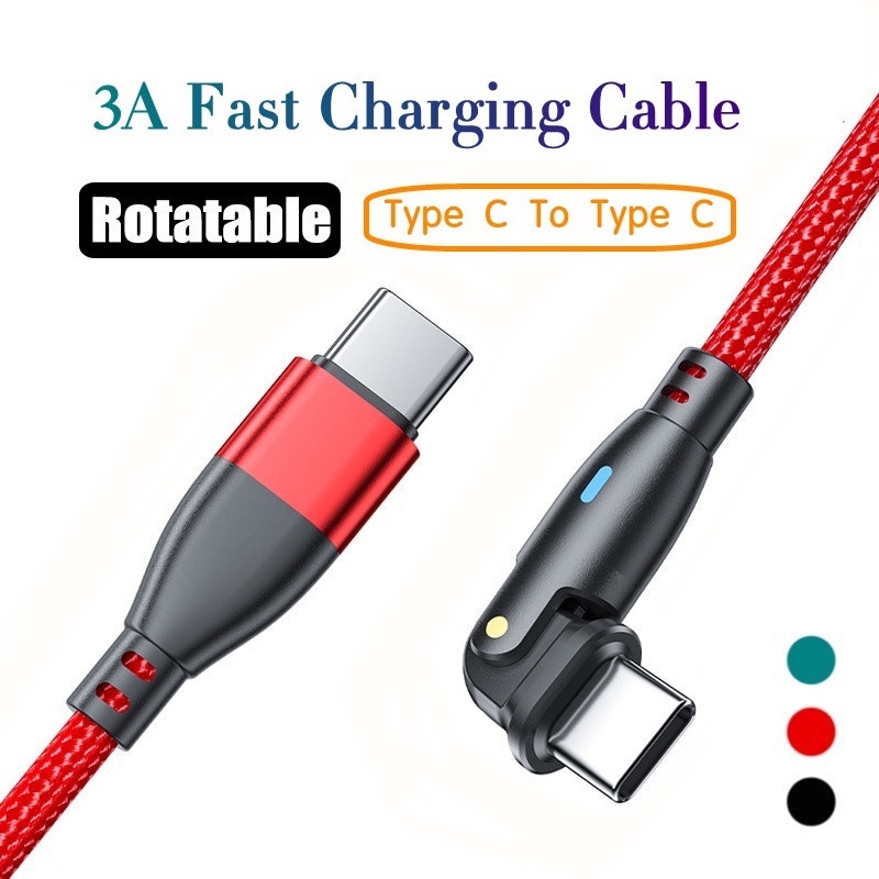 180° 2 In 1 Kabel Data / Charger Usb Tipe c Quick Charging Untuk Smartphone Universal