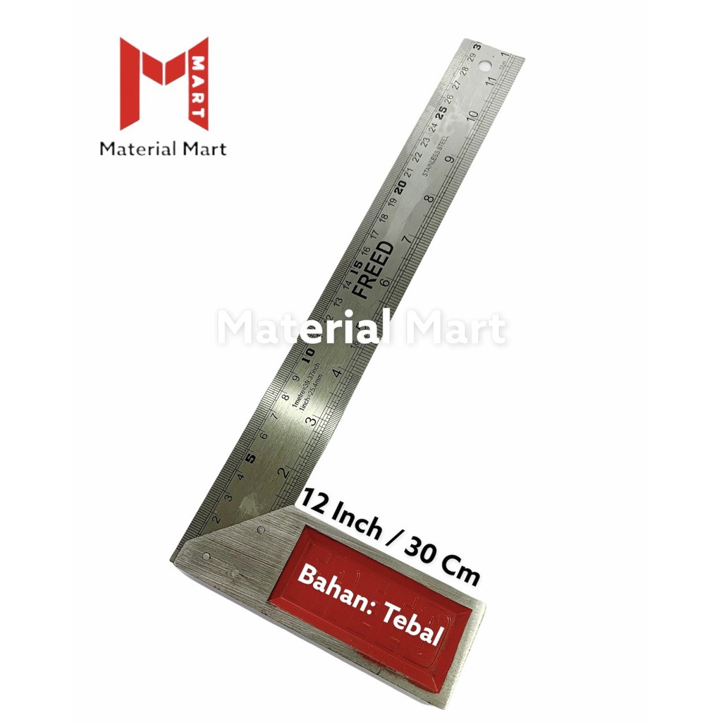 Penggaris Ukur Sudut | Siku Tukang 30CM Alat Ukur Meteran Pasekon 12&quot; | Siku Tukang 12 Inch Material Mart
