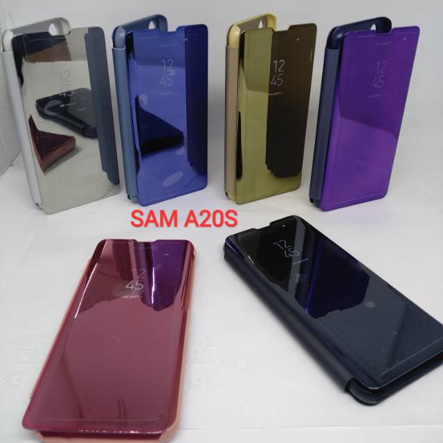 Clear View Samsung A20S Flip Cover Mirror Case Samsung A20S Standing Cover