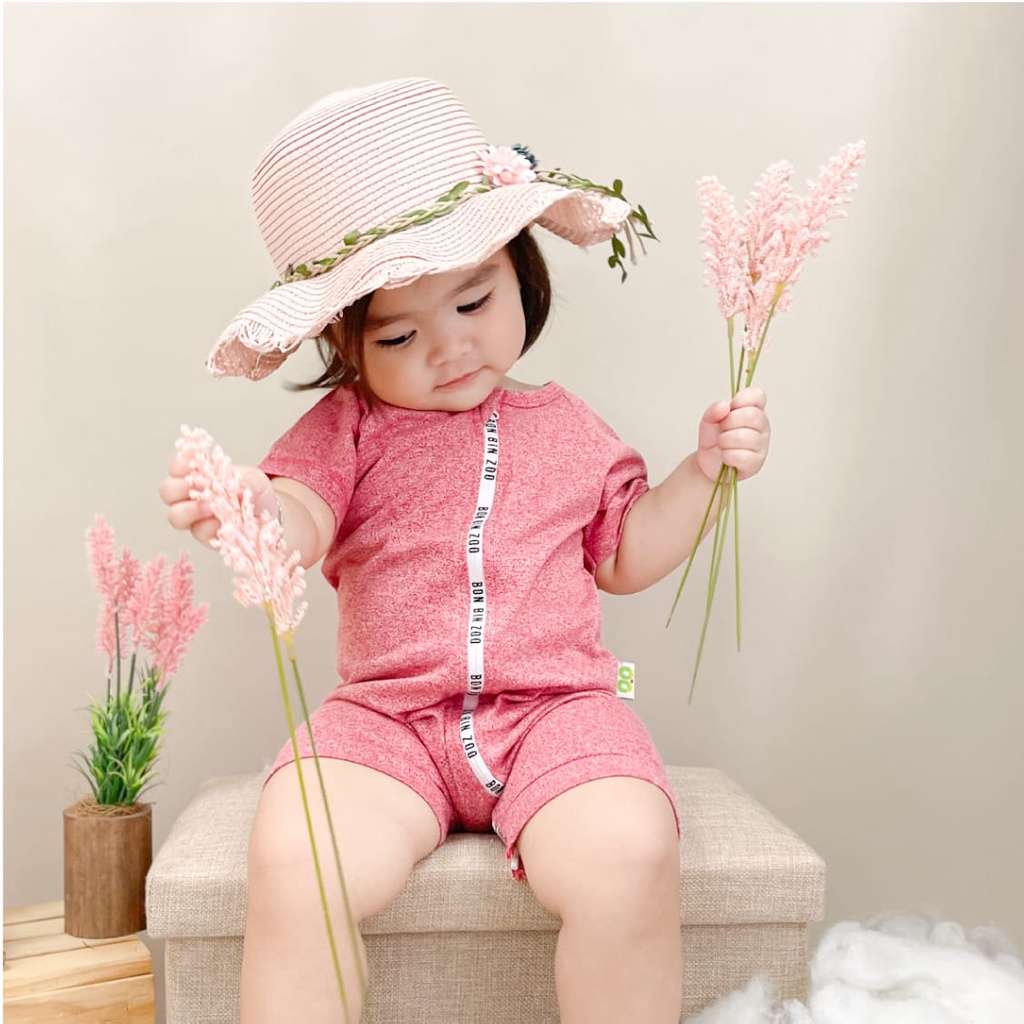 Romper BonBinZoo 0-3 tahun Motif Granit / Jumspuit Bayi / Sleepsuit Resleting part 2