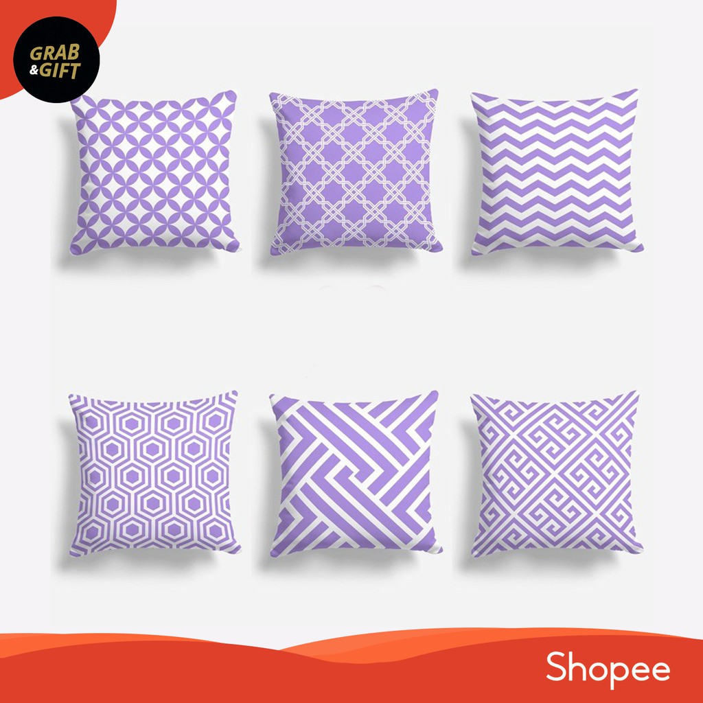 Bantal Sofa Motif Abstrak Lilac Ungu 40x40 cm Purple