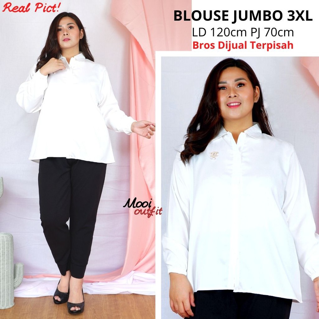 Kemeja Jumbo Wanita / Kemeja Wanita Jumbo Ld 120 / Kemeja Polos Jumbo Wanita / Atasan Wanita Jumbo / Blouse Wanita Jumbo