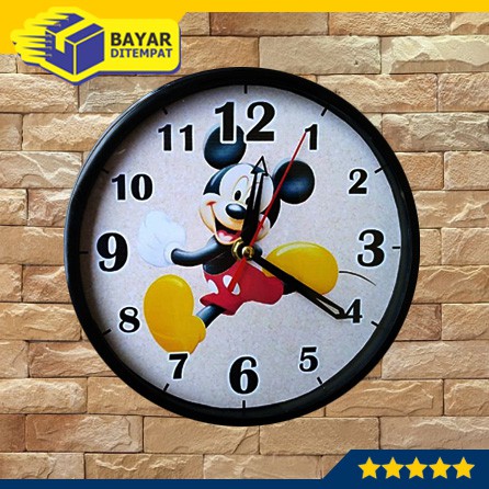 Jam Tempel Dinding Wall Clock Murah Kartun MICKEY MOUSE (MF2054)