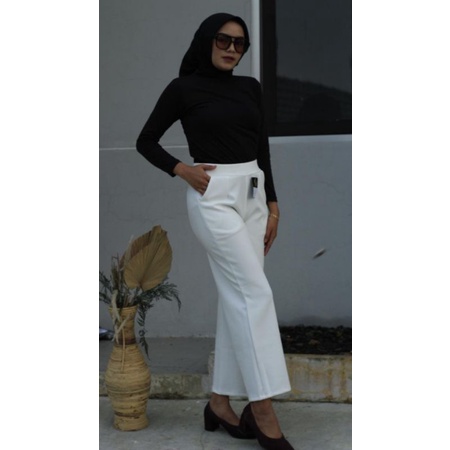 3A Fashion - Celana Kulot High Waist Scuba Premium Pinggang Full Karet