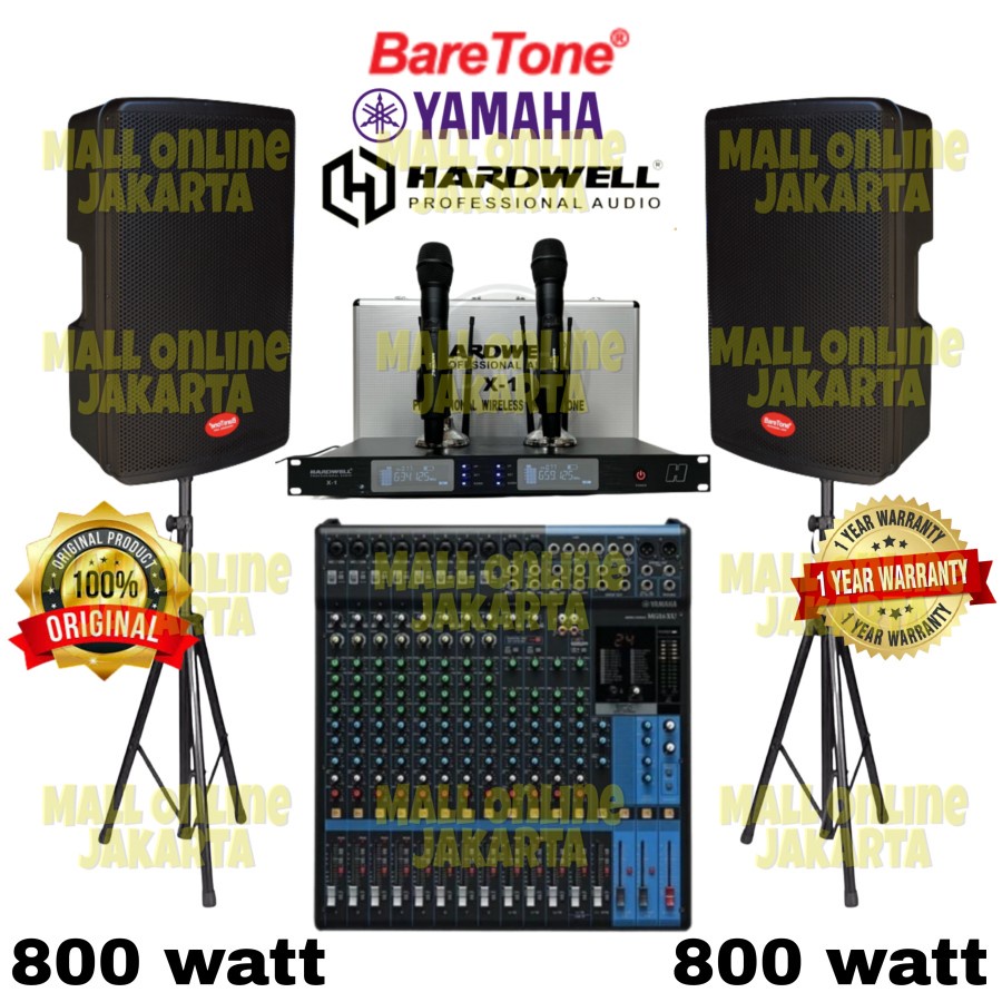 Paket Speaker aktif Baretone 15 Inch Max 15H yamaha mg16xu original