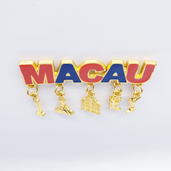 3D LOGAM Souvenir Negara magnet Kulkas Tempelan MACAU GOLD Juntai