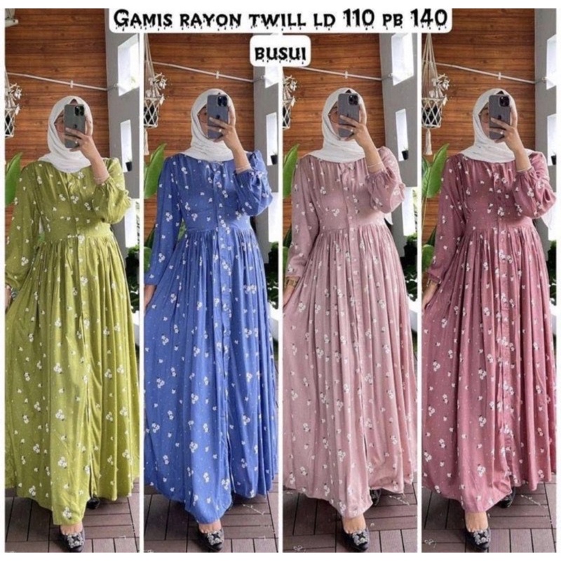 GAMIS RAYON MOTIF || DRESS MOTIF BUNGA KECIL
