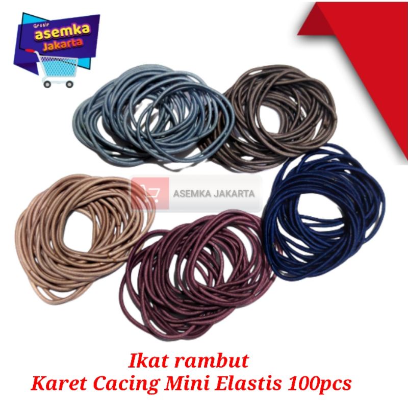 Karet Cacing Ikat rambut mini Elastis 100pcs