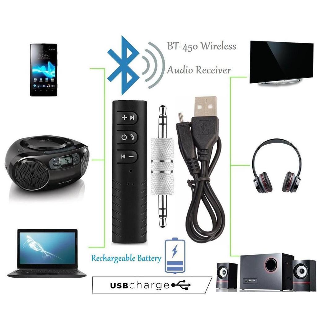 Bluetooth Wireless Audio Receiver Audio Jack Music CAR KIT BT 118