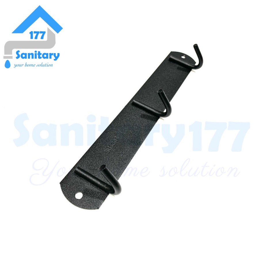 Gantungan Baju 3 Kait Hitam Murah Stenlis K3 -Kapstok Hook Hanger Cantolan 3Kait Stainless 304 BLack