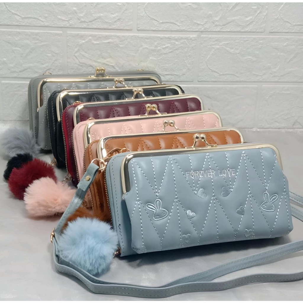 Tas dompet hp behel wanita selempang import forever love kekinian 2022