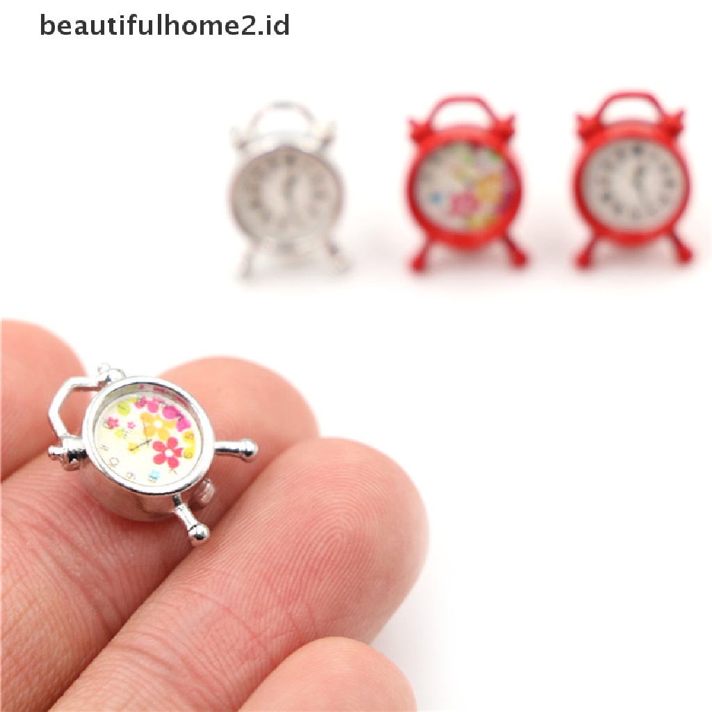 (beautifulhome2.id) Miniatur Jam Alarm Skala 1: 12 Untuk Dekorasi Ruang Tamu Rumah Boneka