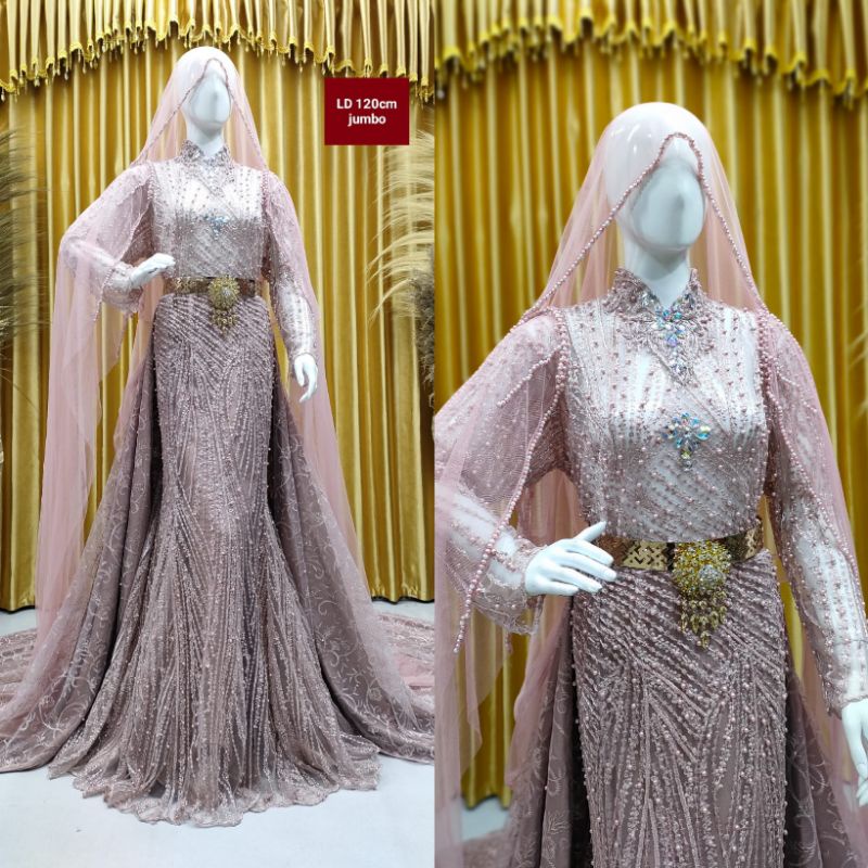 GAUN PENGANTIN SLIM BEREREKOR JUMBO//GAUN FULL PAYET JUMBO//GAUN WEDDING BIG SIZE