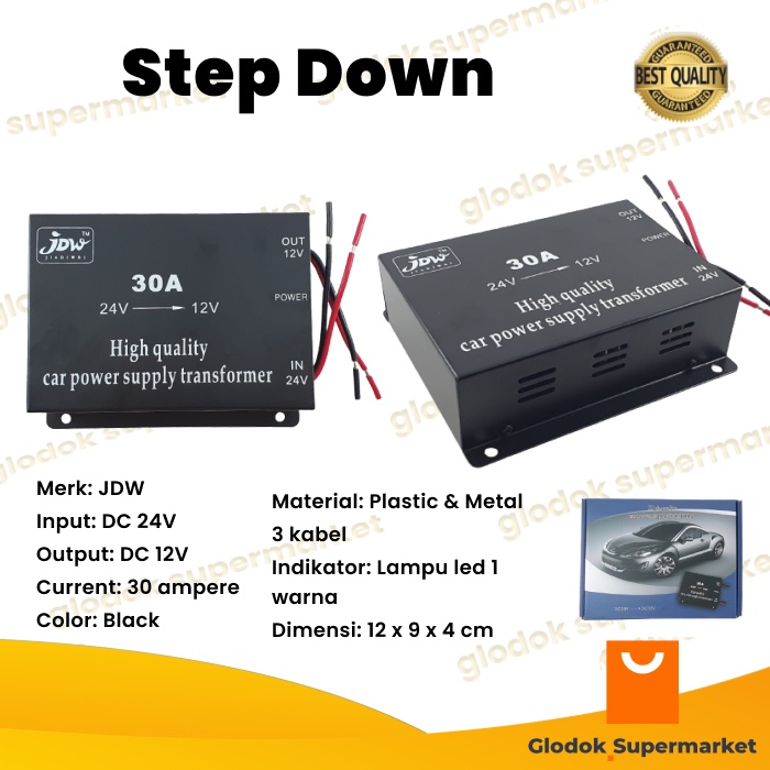 Step Down 30 Ampere JDW Input DC 24V Output 12V Car Power Supply 30a 24 Volt 12 Volt Transformer Converter