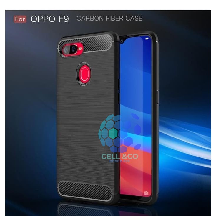 CASE CARBON OPPO F9 casing hp silikon softcase case premium carbon cover