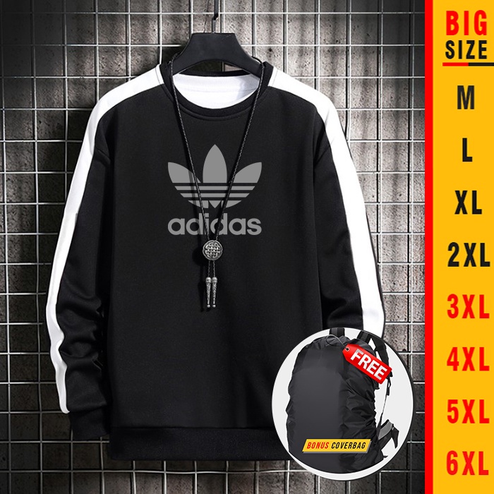 Switer Pria Big Size Putih ADIDAS Sweter Pria Wanita