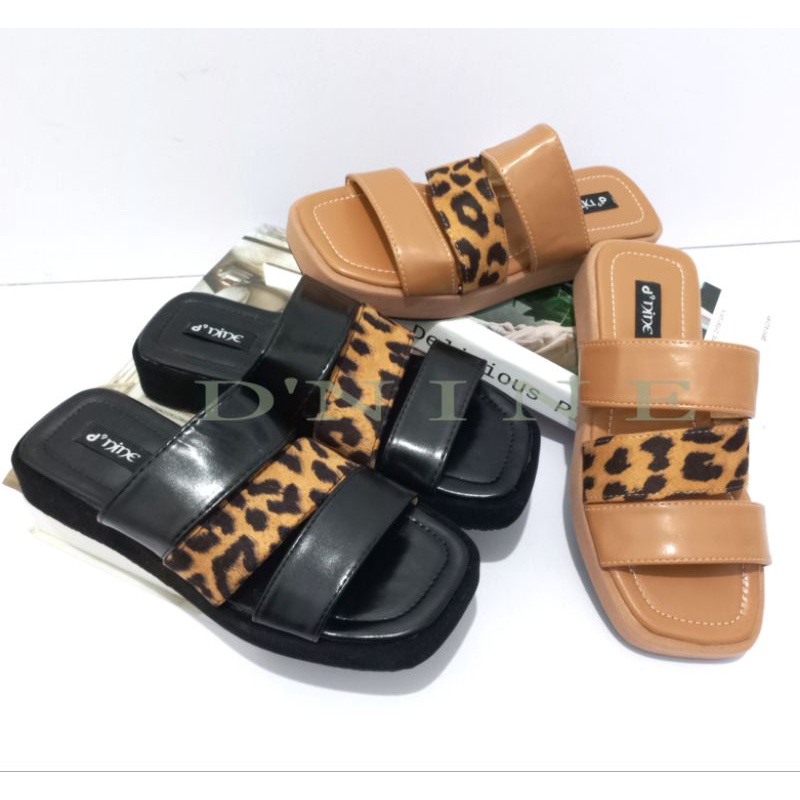 Sandal Wanita Sandal Platprom wedges Leofard DN 10
